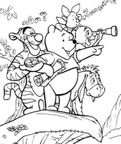 coloriage Winnie et ses amis jouent les explorateurs